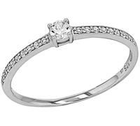 Fingerring AMOR "2037434/-35/-36/-37" Gr. 52, weiß (weißgoldfarben, kristallweiß), Fingerringe, Damen, 52, Weißgold 333, 0,9mm, Fingerring, mit Zirkonia (synth.) (10675049-52) weißgoldfarben, kristall