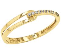 Fingerring AMOR "2037452/-53/-54/-55" Gr. 58, gold (gelbgoldfarben, kristallweiß), Fingerringe, Damen, 58, Gelbgold 375, 0,8mm, Fingerring, mit Zirkonia (synth.) (94268820-58) gelbgoldfarben, kristall