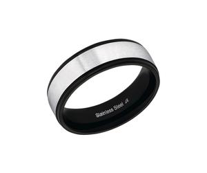 Fingerring AMOR "9783809/-816/-830/-847/-793" Gr. 64, schwarz (edelstahlfarben, schwarz), Fingerringe, Herren, 64, Edelstahl, Fingerring (27402707-64) edelstahlfarben, schwarz