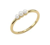 Fingerring AMOR Gr. 56, gold (gelbgoldfarben, weiß), Fingerringe, Damen, 56, Edelstahl Perlen, 1,5mm, Edelstahl, Perlen, Fingerring, mit Glasperle (60474738-56) gelbgoldfarben, weiß