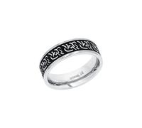 Fingerring AMOR Gr. 56, silber (edelstahlfarben, schwarz), Fingerringe, Damen, 56, Edelstahl, 7mm, Fingerring (64436856-56) edelstahlfarben, schwarz