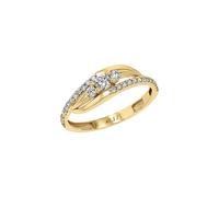 Fingerring AMOR Gr. 58, gelbgoldfarben, kristallweiß, Fingerringe, Damen, 58, Gelbgold 375, 2mm, Fingerring, mit Zirkonia (synth.) (85768439-58) gelbgoldfarben, kristallweiß