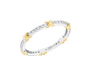 Fingerring AMOR "Small Elegance" Gr. 56, gold (silberfarben, gelbgoldfarben, kristallweiß), Fingerringe, Damen, 56, Silber 925 (Sterlingsilber), 2mm, Fingerring, mit Zirkonia (synth.) (34967006-56) si