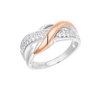 Fingerring AMOR "Twisted" Gr. 58, rosa (roségoldfarben, weiß), Fingerringe, Damen, 58, Silber 925 (Sterlingsilber), 2mm, Fingerring, mit Zirkonia (synth.) (35836269-58) roségoldfarben, weiß