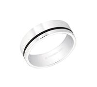 Fingerring AMOR "Uni Chic" Gr. 64, schwarz (silbefarben, schwarz), Fingerringe, Damen, 64, Edelstahl, 6mm, Fingerring (85206006-64) silbefarben, schwarz
