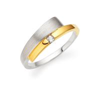 Fingerring BRUNO BANANI "Schmuck Geschenk Silber 925 Damenring" Gr. 53, gold (silberfarben, gelbgoldfarben, kristallweiß), Fingerringe, Damen, 53, Silber 925 (Sterlingsilber), 1,7mm, Fingerring, mit Z