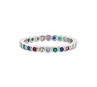 Fingerring BRUNO BANANI "Schmuck Geschenk Silber 925 Damenring Memoire Regenbogen" Gr. 56, bunt (silberfarben, gelb, rosa, dunkelblau, grün, flieder, rot), Fingerringe, Damen, 56, Silber 925 (Sterling