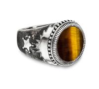 Fingerring CAÏ "925 Silber mattiert Tigerauge" Gr. 66, weiß, Fingerringe, Herren, 066 (21,0), 5, Silber 925 (Sterlingsilber), Fingerring (31764053-66) weiß