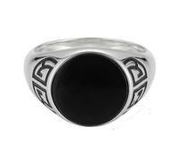 Fingerring CAÏ "925 Silber rhodiniert Onyx Asien Motiv" Gr. 60, weiß, Fingerringe, Herren, 060 (19,1), Silber 925 (Sterlingsilber), Fingerring (39983546-60)