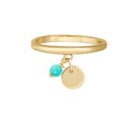 Fingerring CAÏ "925 Silber vergoldet Anhänger Amazonit Plättchen" Gr. 54, gelb, Fingerringe, Damen, 054 (17,2), Silber 925 (Sterlingsilber), Fingerring (32750313-54) gelb