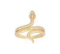 Fingerring CAÏ "925 Silber vergoldet Schlange mit Zirkonia" Gr. 17, gelb, Fingerringe, Damen, 054 (17,2), Silber 925 (Sterlingsilber), Fingerring (42131442-17) gelb