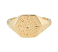 Fingerring CAÏ "925 Silber vergoldet Siegelring Hexagon Tattoo", gelb, Fingerringe, Damen, 060 (19,1), Silber 925 (Sterlingsilber), Fingerring (27821021-0) gelb