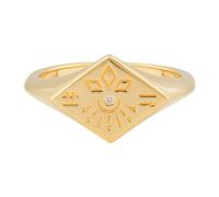 Fingerring CAÏ "925 Silber vergoldet Siegelring Raute Tattoo", gelb, Fingerringe, Damen, 054 (17,2), Silber 925 (Sterlingsilber), Fingerring (79093632-0) gelb