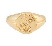 Fingerring CAÏ "925 Silber vergoldet Siegelring rund Tattoo", gelb, Fingerringe, Damen, 052 (16,6), Silber 925 (Sterlingsilber), Fingerring (18904248-0) gelb