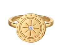 Fingerring CAÏ "925 Silber vergoldet Topas Mandala Sonne" Gr. 17, gelb, Fingerringe, Damen, 054 (17,2), Silber 925 (Sterlingsilber), Fingerring (57841864-17)