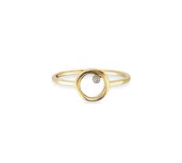 Fingerring CAÏ "925 Sterling Silber gelb vergoldet Zirkonia" Gr. 16,5, gold (gelb), Fingerringe, Damen, 052 (16,6), Silber 925 (Sterlingsilber), Fingerring (18290312-16,5) gelb