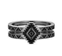 Fingerring CAÏ "925/- Sterling Silber oxidiert Amerika" Gr. 58, silber (silbergrau), Fingerringe, Herren, 058 (18,5), Silber 925 (Sterlingsilber) (13476741-58) silbergrau