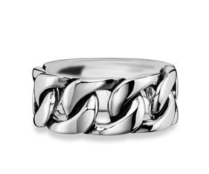 Fingerring CAÏ "925/- Sterling Silber rhodiniert Ketten-Optik" Gr. 60, weiß, Fingerringe, Herren, 060 (19,1), Silber 925 (Sterlingsilber), Fingerring (49388112-60) weiß