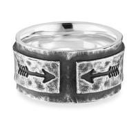 Fingerring CAÏ "925/- Sterling Silber rhodiniert matt Pfeile" Gr. 64, silber (silbergrau), Fingerringe, Herren, 064 (20,4), Silber 925 (Sterlingsilber), Fingerring (24450336-64) silbergrau