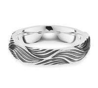 Fingerring CAÏ "925/- Sterling Silber rhodiniert Wellen" Gr. 60, weiß, Fingerringe, Herren, 060 (19,1), Silber 925 (Sterlingsilber), Fingerring (60058232-60) weiß