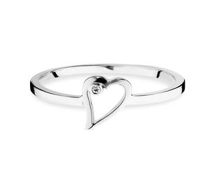 Fingerring CAÏ "925/- Sterling Silber rhodiniert Zirkonia Herz" Gr. 18,5, weiß, Fingerringe, Damen, 058 (18,5), Silber 925 (Sterlingsilber), Fingerring (16427738-18,5) weiß