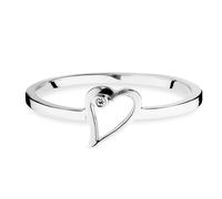 Fingerring CAÏ "925/- Sterling Silber rhodiniert Zirkonia Herz" Gr. 18, weiß, neutral, Fingerringe, Damen, 056 (17,8), Fingerring (16427738-18) weiß, neutral