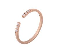 Fingerring CAÏ "925/- Sterling Silber rosévergoldet offen Zirkonia Stacking" Gr. 15,5, rot, Fingerringe, Damen, 048 (15,3), Silber 925 (Sterlingsilber), Fingerring (83603634-15,5) rot