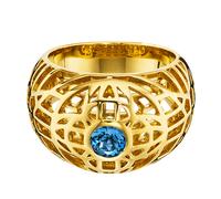 Fingerring CAÏ "925/- Sterling Silber vergoldet Topas blau" Gr. 17, gelb, Fingerringe, Damen, 054 (17,2), 0,13, Silber 925 (Sterlingsilber), Fingerring (77852542-17) gelb