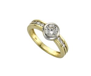 Fingerring CELESTA "375/- Gelbgold 2farbig Zirkonia" Gr. 60, gelb, Fingerringe, Damen, 060 (19,1), Gold, Fingerring (854786-60) gelb
