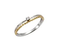 Fingerring CELESTA "375 Gold zweifarbig Zirkonia weiß" Gr. 56, gelb, Fingerringe, Damen, 056 (17,8), 0,05, Gold, Fingerring (77570230-56)