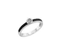 Fingerring CELESTA "925 Silber rhodiniert mit Zirkonia weiß und schwarz" Gr. 18,5, silber (silbergrau, schwarz), Fingerringe, Damen, 058 (18,5), Silber 925 (Sterlingsilber) (88476538-18,5) silbergrau,