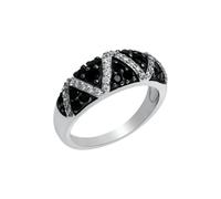 Fingerring CELESTA "925 Sterling Silber rhodiniert" Fingerringe Gr. 056 (17,8), Silber 925 (Sterlingsilber), silberfarben (silbergrau, schwarz) Damen Fingerringe (41774007-18)