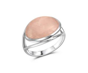 Fingerring CELESTA "Silber 925 rhodiniert mit echtem Rosenquarz" Gr. 60, silber (silbergrau), Fingerringe, Damen, 060 (19,1), Silber 925 (Sterlingsilber), Fingerring (83927946-60) silbergrau