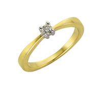 Fingerring DIAMONDS BY ELLEN K. "375/- Gold Brillant 0,10ct." Gr. 16, gelb, Fingerringe, Damen, 016 (50,5), 0,1 P1 = bei 10-facher Vergrößerung erkennbare Einschlüsse, Gold, Fingerring (773387-16) gel