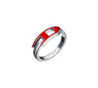 Fingerring DIESEL "Schmuck Geschenk Edelstahl Ring D Logo" Gr. 18, rot (edelstahlfarben, rot), Fingerringe, Damen, 18, Edelstahl, 3mm, Fingerring, Emaille (20639857-18) edelstahlfarben, rot