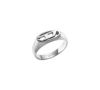 Diesel Herren Oval D Logo Ring aus silberfarbenem Edelstahl, DX158704010