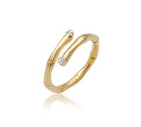 Fingerring ELLI "Bambus offen 925 Silber, mit Kristallen von Swarovski" Gr. 52, gold, Fingerringe, Damen, 52mm,mit Steinen, Silber 925 (Sterlingsilber), Fingerring (60808105-52)