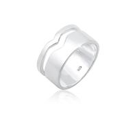 Fingerring ELLI "Bandring Breit Geo Design 925 Sterling Silber" Gr. 56, silber, Fingerringe, Damen, 56mm, ohne Stein, Silber 925 (Sterlingsilber), 9mm, Fingerring (91412350-56) silber