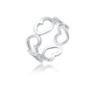 Fingerring ELLI "Bandring Herzen Symbol Cut-Out Trend 925er Silber" Gr. 54, silber, Fingerringe, Damen, 54mm, ohne Stein, Silber 925 (Sterlingsilber), 8mm, Fingerring (25233816-54) silber