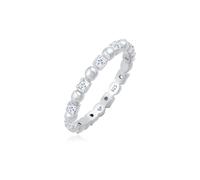 Fingerring ELLI "Bandring Kugel Zirkonia Viereck 925 Silber" Gr. 52, silber, Fingerringe, Damen, 52mm,mit Steinen, Silber 925 (Sterlingsilber), Fingerring (90800902-52) silber