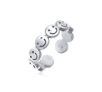 Fingerring ELLI "Bandring Smiling Offen 925 Silber" Gr. 54, silber, Fingerringe, Damen, 54mm, ohne Stein, Silber 925 (Sterlingsilber), 5mm, Fingerring (16794640-54)