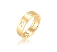 Fingerring ELLI "Bandring Stern 925 Sterling Silber" Gr. 56, gold, Fingerringe, Damen, 56mm, ohne Stein, Silber 925 (Sterlingsilber), 6mm, Fingerring (99262745-56) gold