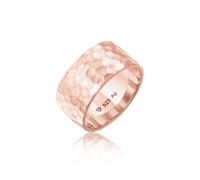 Fingerring ELLI "Breit Bandring Gehämmert Matt Schmuck Geschenk 925er Silber" Gr. 54, rosa (rosegold), Fingerringe, Damen, 54mm, ohne Stein, Silber 925 (Sterlingsilber), 9mm, Fingerring (81329664-54)