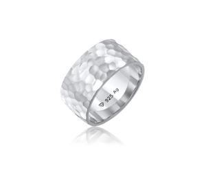 Fingerring ELLI "Breit Bandring Gehämmert Matt Schmuck Geschenk 925er Silber" Gr. 54, silber, Fingerringe, Damen, 54mm, ohne Stein, Silber 925 (Sterlingsilber), 9mm, Fingerring (27494358-54) silber
