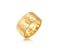 Fingerring ELLI "Breit Bandring Gehämmert Matt Schmuck Geschenk 925er Silber" Gr. 58, gold, Fingerringe, Damen, 58mm, ohne Stein, Silber 925 (Sterlingsilber), 9mm, Fingerring (28680930-58) gold