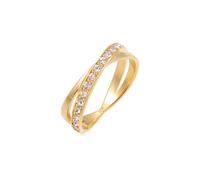 Fingerring ELLI "Edel 925 Silber, mit Kristallen von Swarovski" Gr. 52, gold, Fingerringe, Damen, 52mm,mit Steinen, Silber 925 (Sterlingsilber), 2,5mm, Fingerring (36727013-52) gold