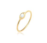 Fingerring ELLI "Evil Eye Mondstein Weiß 925 Sterling Silber vergoldet" Gr. 52, gold, Fingerringe, Damen, 52mm,mit Steinen, Silber 925 (Sterlingsilber), 1mm, Fingerring (40836457-52) gold
