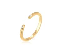 Fingerring ELLI "Glas Kristalle Weiß 925 Sterling Silber Offen", gold, Fingerringe, Damen, Resizable,mit Steinen, Silber 925 (Sterlingsilber), 2mm, Fingerring (269845-0) gold