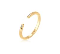 Fingerring ELLI "Glas Kristalle Weiß 925 Sterling Silber Offen", gold, Fingerringe, Damen, Resizable,mit Steinen, Silber 925 (Sterlingsilber), 2mm, Fingerring (269845-0)