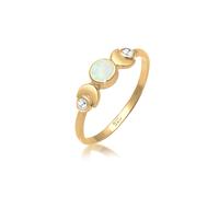 Fingerring ELLI "Halbmond Zirkonia Synthetischer Opal 925 Sterling Silber" Gr. 58, gold, Fingerringe, Damen, 58mm,mit Steinen, Silber 925 (Sterlingsilber), 1mm, Fingerring (98774932-58)